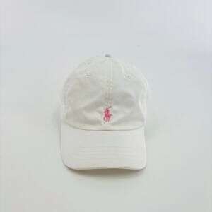 Vintage Polo Ralph Lauren Hat Cap Strapback White Pink One Size Preppy 90s Y2K